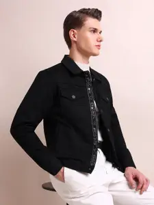 Arrow New York Men Black Tailored Jacket with Patchwork