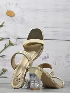 Jove Women Gold-Toned Block Sandals