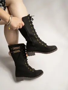 Shoetopia Women Black Solid Boots