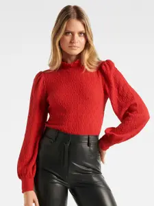 Forever New Red Bishop Sleeves Organic Cotton Top