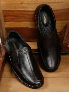 MUTAQINOTI Men Brown Formal Slip-On Shoes