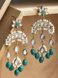 KARATCART Green Contemporary Gold Plated Drop Earrings