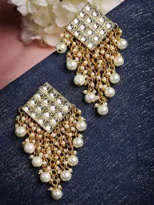 KARATCART Gold-Toned Contemporary Gold Plated Drop Earrings