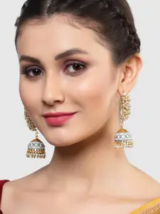 KARATCART Grey Gold Plated Jhumkas Earrings