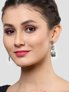 KARATCART Silver-Toned Contemporary Drop Earrings