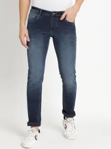 Turtle Men Blue Narrow Tapered Fit Heavy Fade Stretchable Jeans