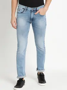 Turtle Men Blue Narrow Tapered Fit Heavy Fade Stretchable Jeans