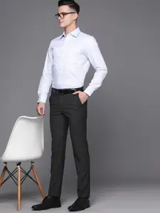 Raymond Men Solid Slim Fit Flat Front Formal Trousers
