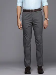 Raymond Men Checked Slim Fit Flat Front Formal Trousers