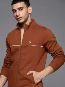 Allen Solly Men Rust Brown Solid Front-Open Sweatshirt
