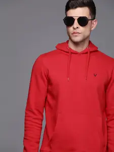 Allen Solly Men Red Hooded Solid Sweatshirt
