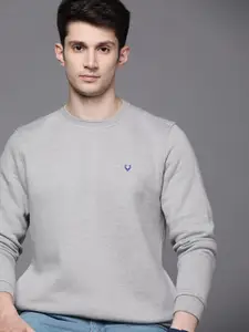 Allen Solly Men Grey Melange Solid Sweatshirt