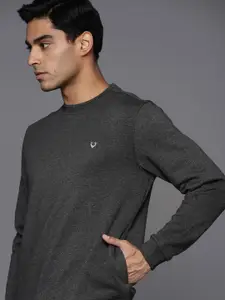 Allen Solly Men Charcoal Grey Solid Sweatshirt