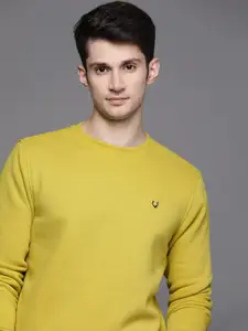 Allen Solly Men Lime Green Solid Sweatshirt