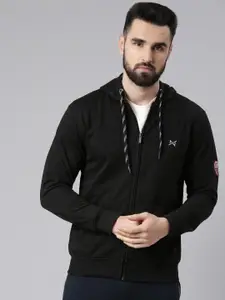 Force NXT Men Black Solid Hooded Sweatshirt