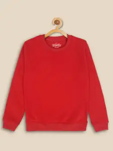 Kids Ville Girls Red Solid Sweatshirt