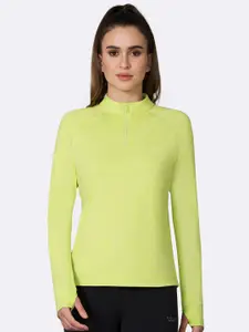 Van Heusen Women Green High Neck Slim Fit T-shirt