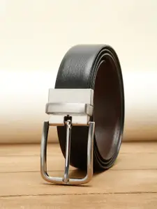 Teakwood Leathers Men Black Textured Leather Formal Belt