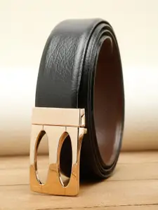 Teakwood Leathers Men Black Textured Leather Formal Belt