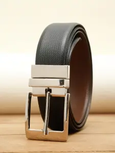 Teakwood Leathers Men Black Textured Leather Formal Belt