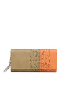 Butterflies Women Beige & Orange Colourblocked Twofold Wallet
