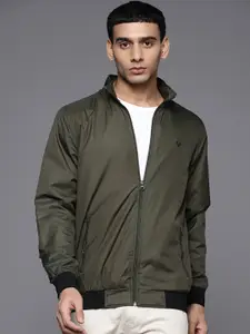 Allen Solly Men Olive Green Solid Bomber Jacket