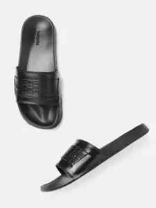 Van Heusen Men Sliders With Croc Textured Detail