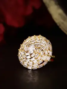 Rubans Gold-Plated White AD Studded Finger Ring