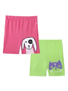 You Got Plan B Girls Set Of 2 Printed Cycling Sports Shorts with Antimicrobial Technology