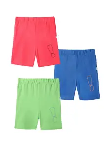 You Got Plan B Girls Blue Cotton Pack of 3 Sports Shorts with Antimicrobial Technology