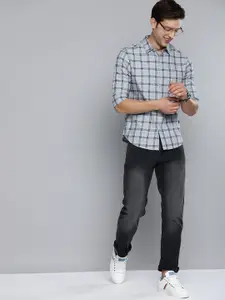 HERE&NOW Men Grey Slim Fit Checked Casual Shirt