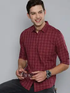 HERE&NOW Men Red Slim Fit Checked Casual Shirt