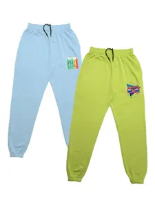 TINY HUG Boys Pack of 2 Fluorescent Green & Blue Solid Joggers