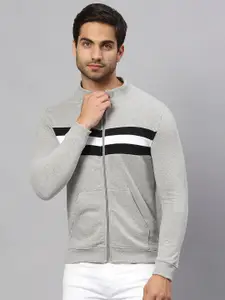 High Star Men Grey Striped Sweatshirt