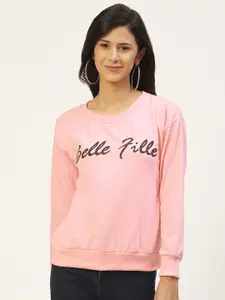 Belle Fille Women Pink Printed Sweatshirt