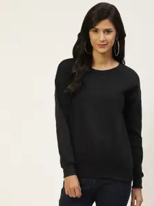 Belle Fille Women Black Solid Sweatshirt