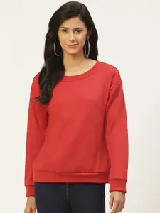 Belle Fille Women Red Solid Sweatshirt