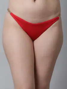 PrettyCat Women Red Solid Bikini Panty
