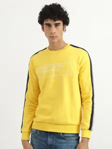 United Colors of Benetton Men Yellow Printed Sweatshirt