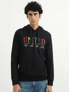 United Colors of Benetton Men Black Printed Cotton Sweatshirt