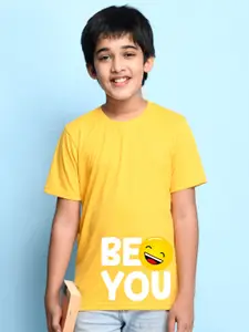 NUSYL Boys Yellow Typography T-shirt