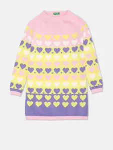 United Colors of Benetton Girls Pink Printed Cotton Sweatshirt
