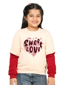 toothless Girls Peach-Coloured Printed Sweatshirt