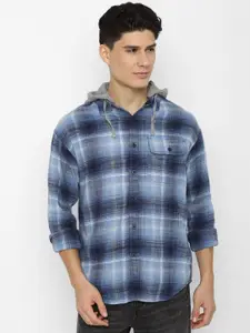 AMERICAN EAGLE OUTFITTERS Men Blue Tartan Checked Cotton Casual Shirt