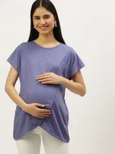 Nejo Purple Solid Maternity Top