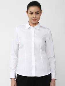 Van Heusen Woman Women White Solid Pure Cotton Formal Shirt
