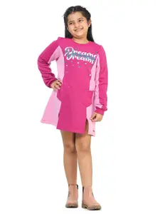 toothless Girls Pink Typography Printed A-Line T-shirt Dress