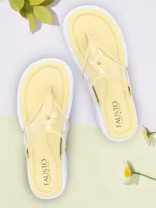 FAUSTO Women Yellow Open Toe Flats