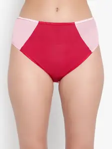 Bruchi CLUB Women Pink & Red Colour Block Hipster Panty