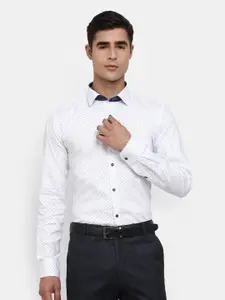 J White by Vmart Men White Printed Formal Shirt
